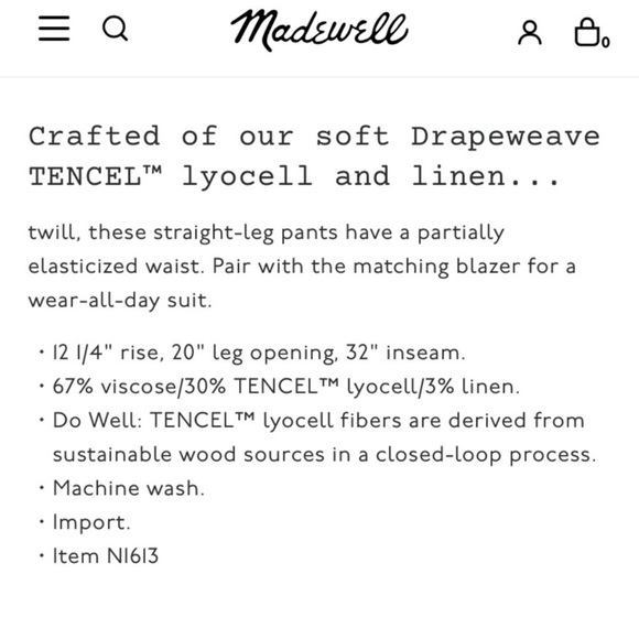 Madewell The Neale Straight Leg Pant in Drapeweave - Picture 9 of 10